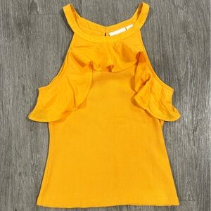 Anthropologie Maeve Ruffled Rib Halter Tank Blouse Top Mango Size SM